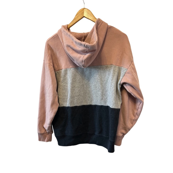 AMERICAN EAGLE Black Grey & Pink Colour Blocked Hooded Pullover Sweatshirt M - Picture 3 of 8